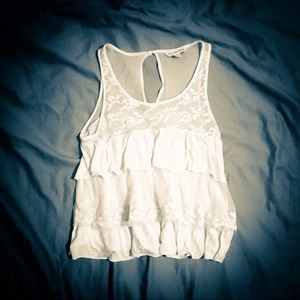 American Eagle White Lacy Sleeveless Blouse